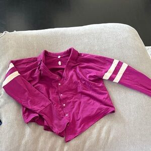 Women’s Purple Cardigan with White Stripes